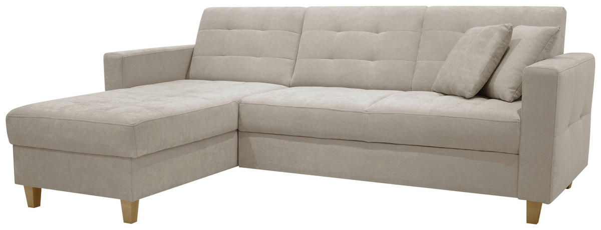ECKSOFA Chenille Creme  - Creme/Naturfarben, Design, Holz/Textil (160/231cm) - Livetastic