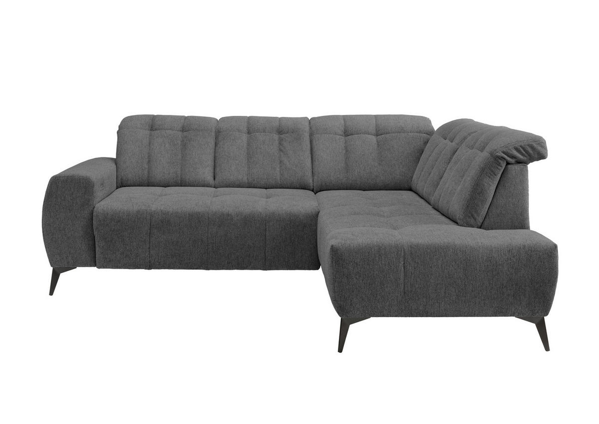 ECKSOFA Anthrazit Chenille  - Anthrazit/Schwarz, MODERN, Textil/Metall (261/200cm) - Livetastic