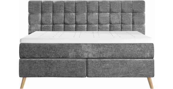 BOXSPRINGBETT 180/200 cm  in Dunkelgrau  - Eichefarben/Dunkelgrau, Design, Holz/Textil (180/200cm) - Esposa