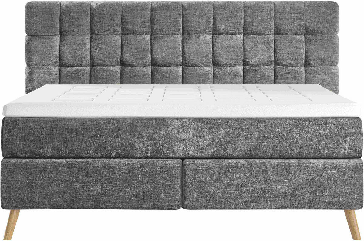 BOXSPRINGBETT 160/200 cm  in Dunkelgrau  - Eichefarben/Dunkelgrau, Design, Holz/Textil (160/200cm) - Esposa