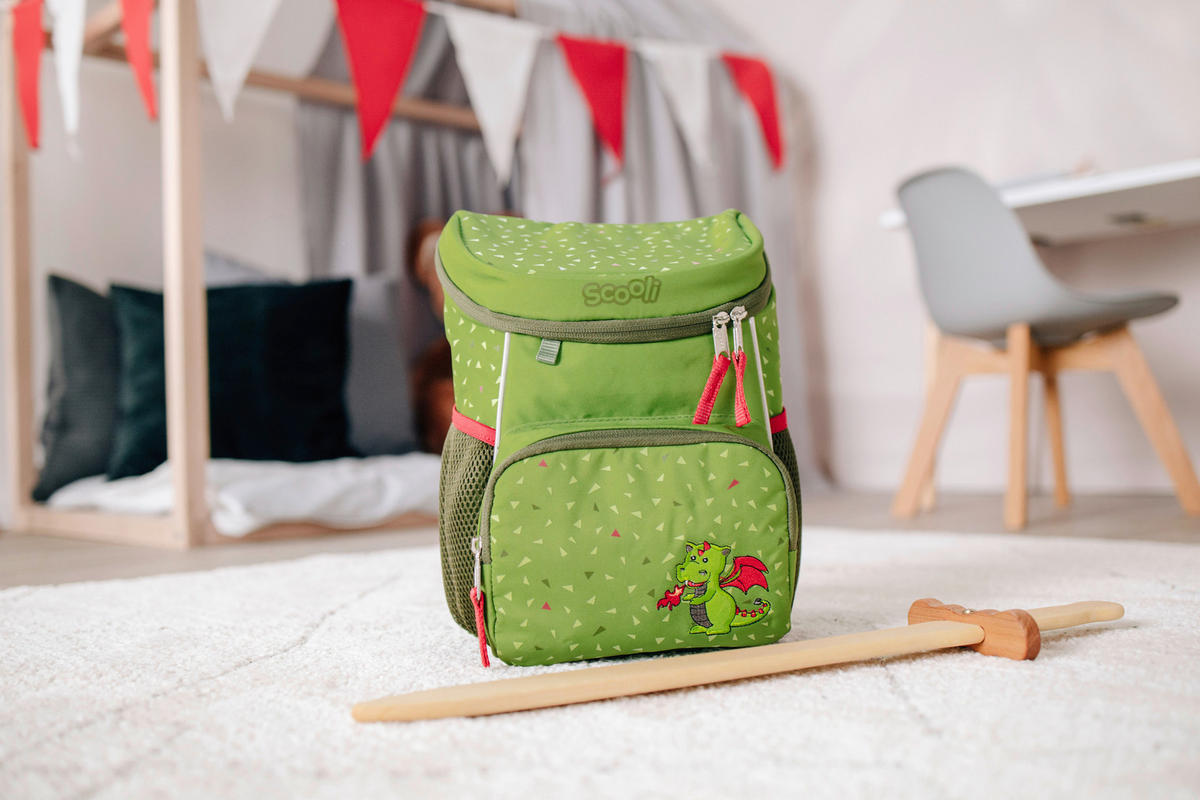 KINDERRUCKSACK Scooli Mini Me Diego Dragon  - Grün, Basics, Textil (20/29/13cm)