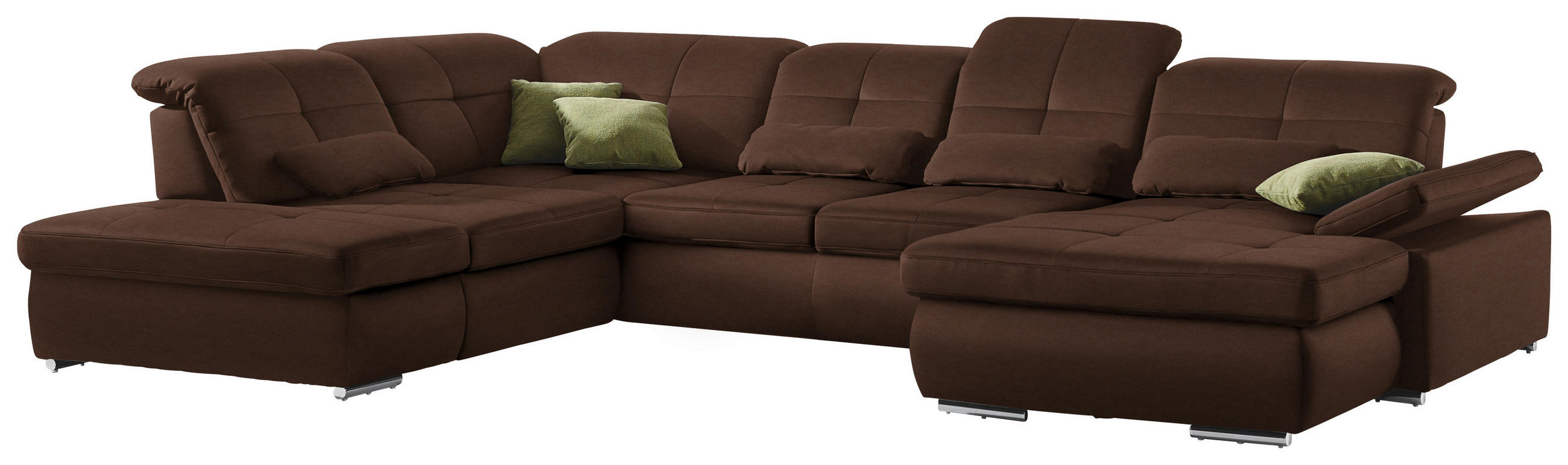 WOHNLANDSCHAFT in Mikrofaser Braun  - Chromfarben/Braun, Design, Textil (260/371/195cm) - Beldomo Style