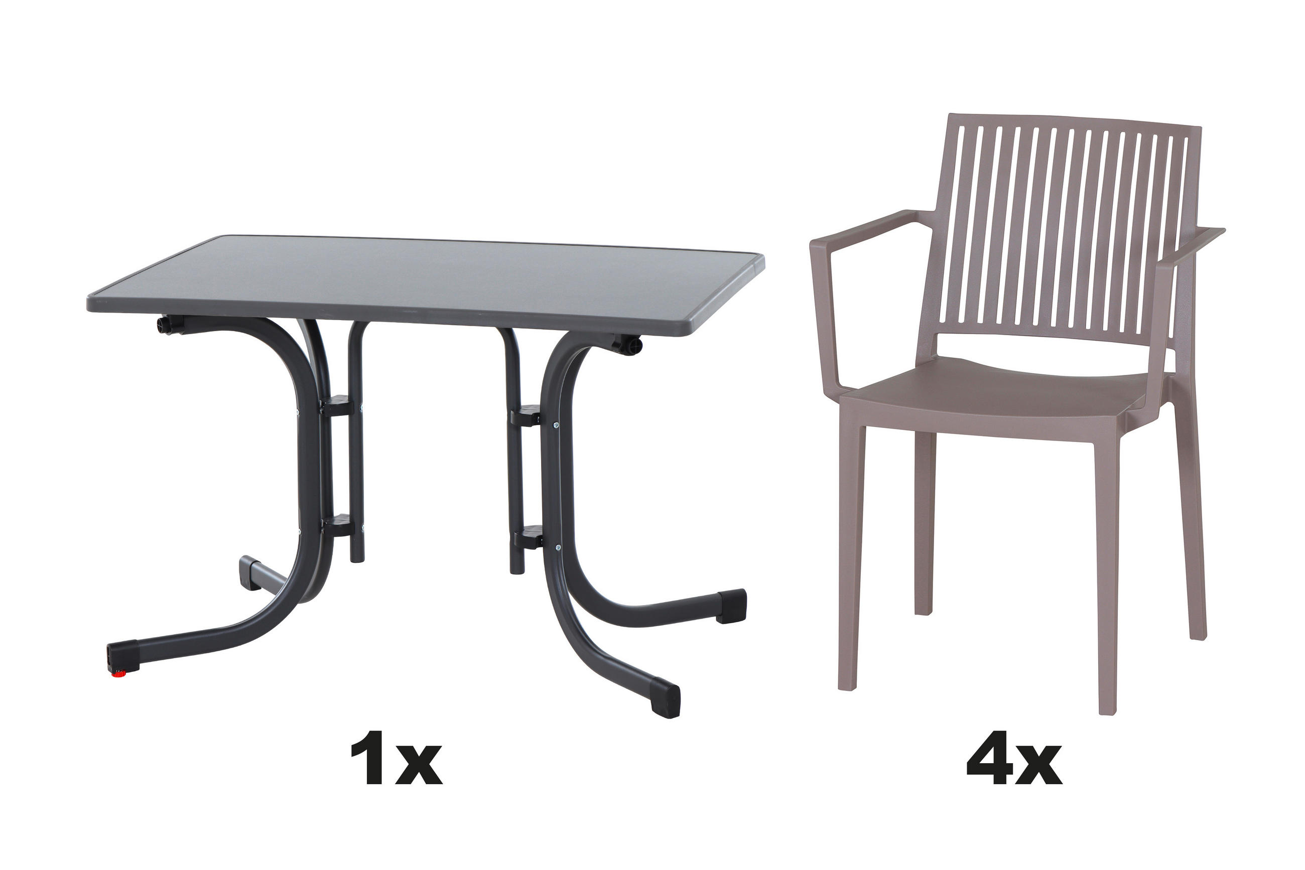 GARTENGARNITUR 5-teilig  - Taupe, Basics, Holzwerkstoff/Kunststoff (70/80/110cm) - Siena Garden