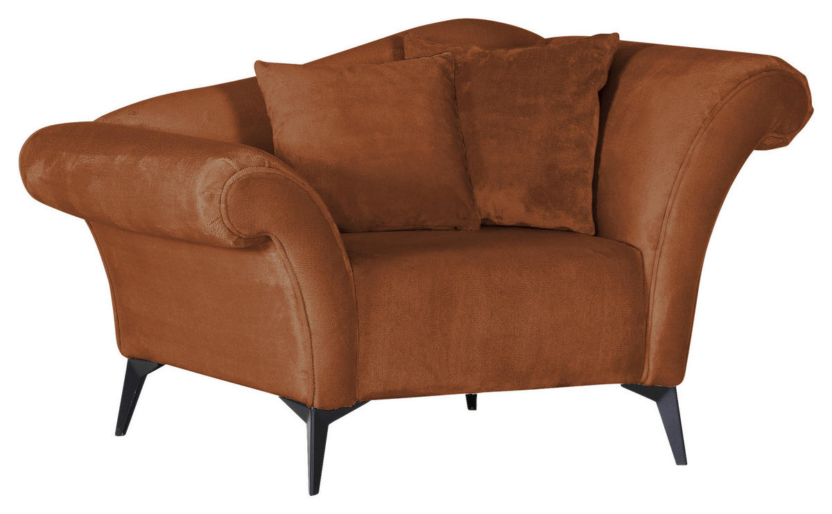 SESSEL Chenille Kupferfarben    - Schwarz/Kupferfarben, Design, Textil/Metall (138/83/85cm)