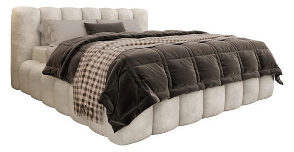 POLSTERBETT Cloudy Lattenrost, Bettkasten 180/200 cm  in Creme  - Birkefarben/Creme, Trend, Holz/Kunststoff (180/200cm) - Esposa