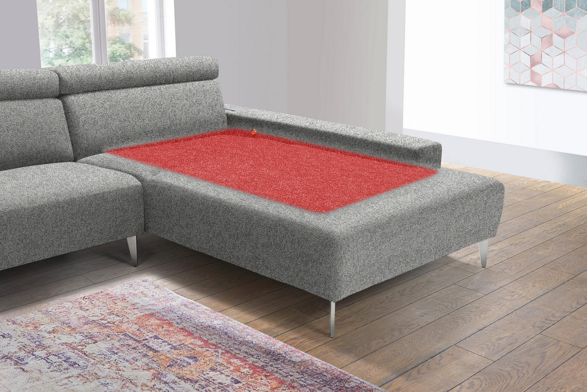 ECKSOFA  in Mikrovelours Naturfarben  308/205 cm  - Alufarben/Naturfarben, Design, Textil (308/205cm) - Sedda