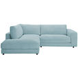 ECKSOFA in Cord Hellblau  224/265 cm  - Schwarz/Hellblau, Design, Kunststoff/Textil (224/265cm) - Hom`in