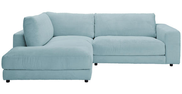 ECKSOFA in Cord Hellblau  224/265 cm  - Schwarz/Hellblau, Design, Kunststoff/Textil (224/265cm) - Hom`in