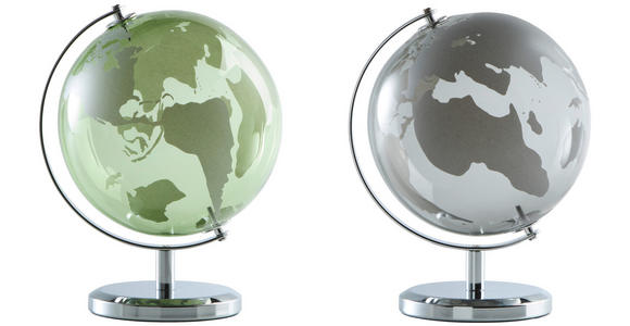 GLOBUS  - Grau, Design, Glas/Metall (14/19/15cm) - Ambia Home