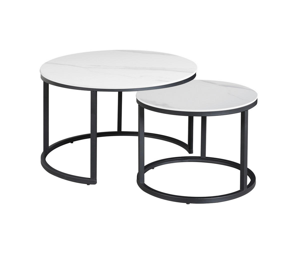 COUCHTISCH rund Weiß  - Schwarz/Weiß, MODERN, Stein/Metall (68/43/68cm) - MID.YOU