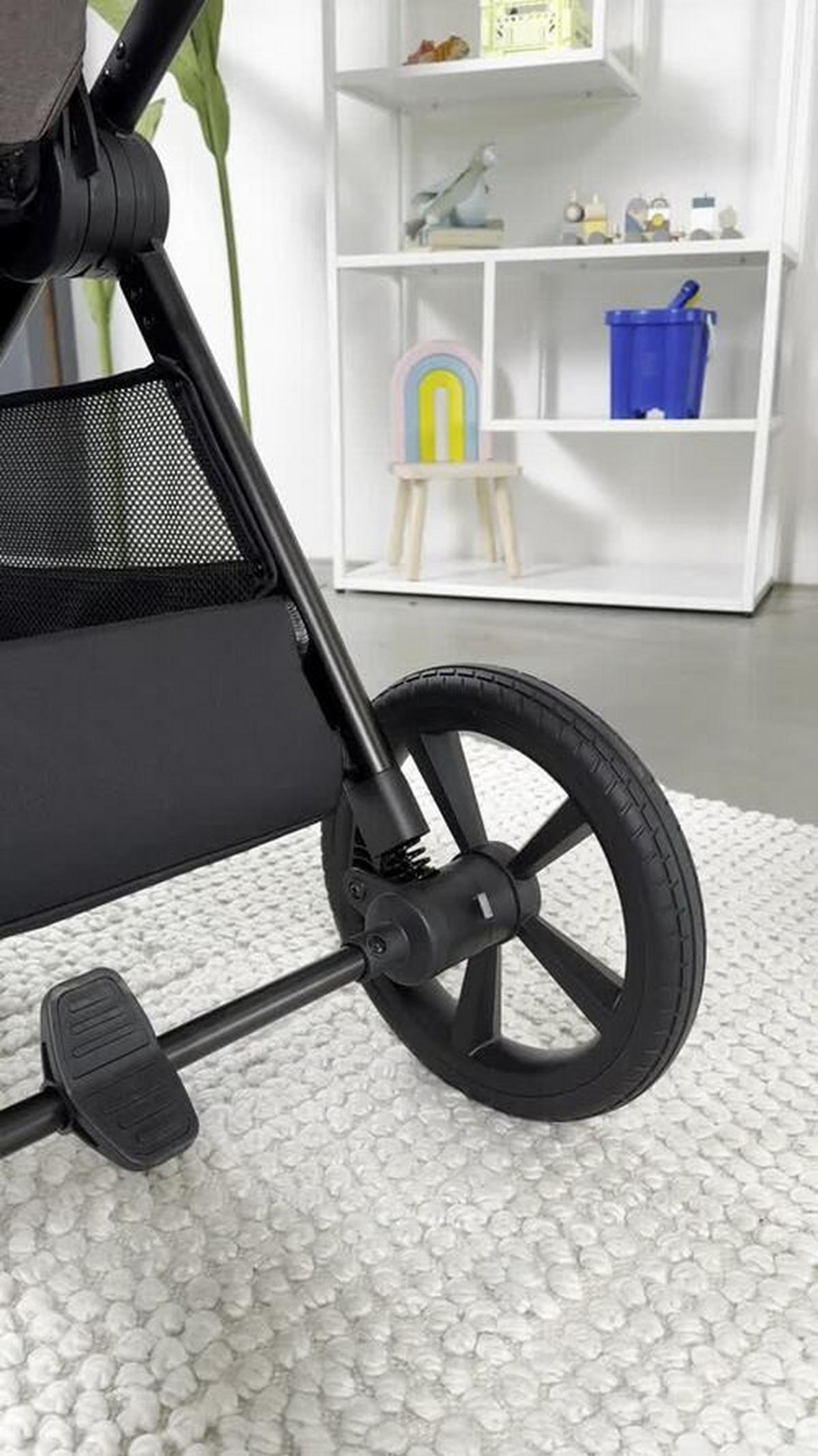 KINDERWAGENSET  Aura Set  Onyx Melange  - Schwarz, Basics (140/61/115cm) - Moon