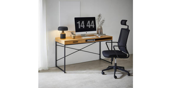 SCHREIBTISCH 140/58/76 cm  in Wildeiche  - Wildeiche/Schwarz, MODERN, Holzwerkstoff/Metall (140/58/76cm) - Carryhome
