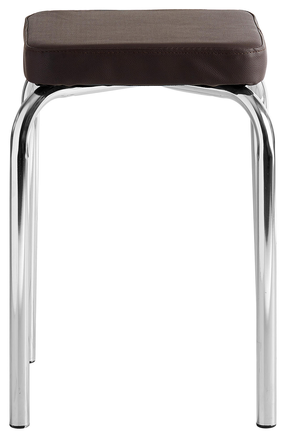 STAPELHOCKER Lederlook Braun  - Chromfarben/Braun, Basics, Textil/Metall (36/49/36cm) - Carryhome