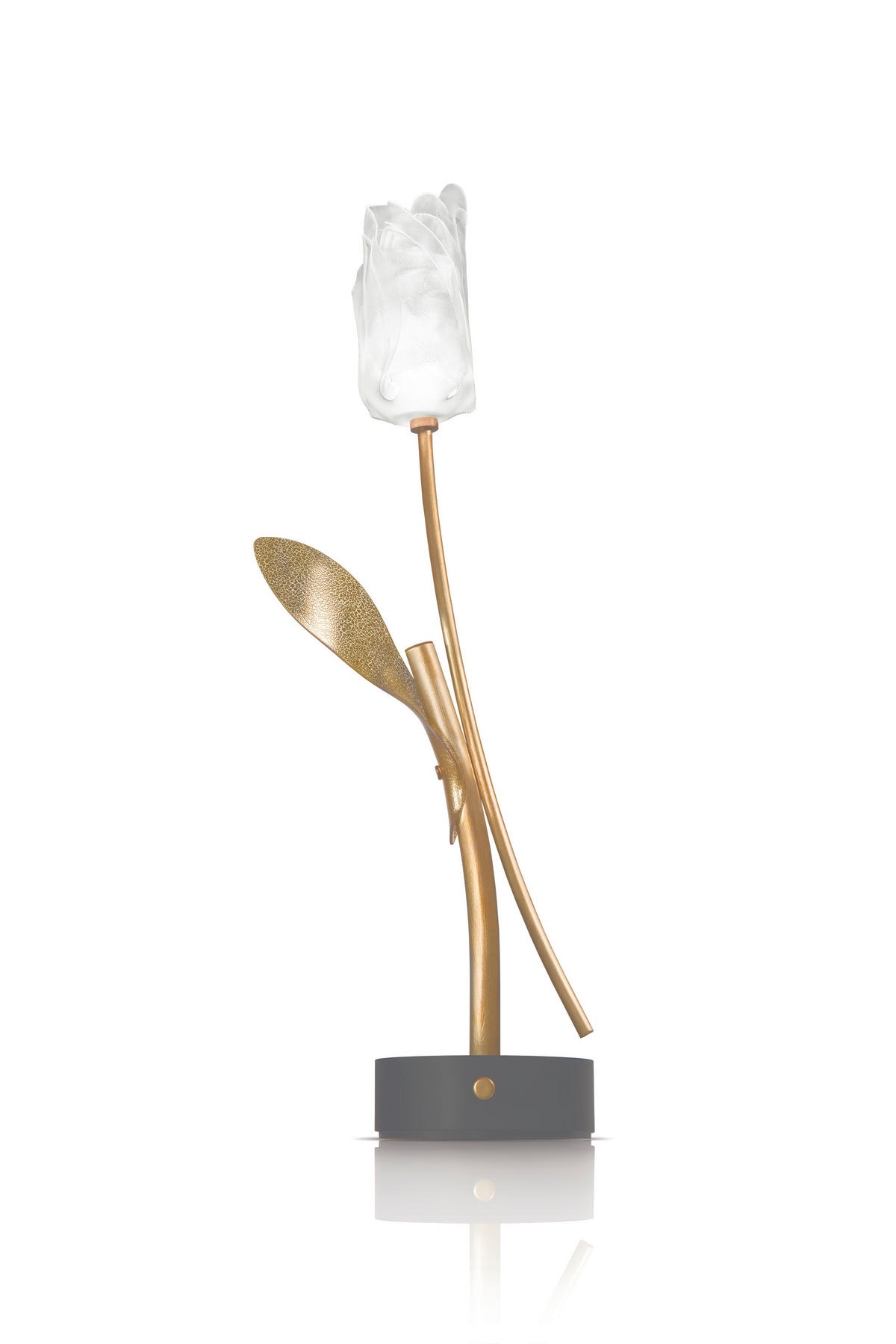 AKKU-TISCHLEUCHTE Tulip Battery 8,5/15/38 cm   - Transparent/Goldfarben, KONVENTIONELL, Kunststoff/Metall (8,5/15/38cm) - Slamp