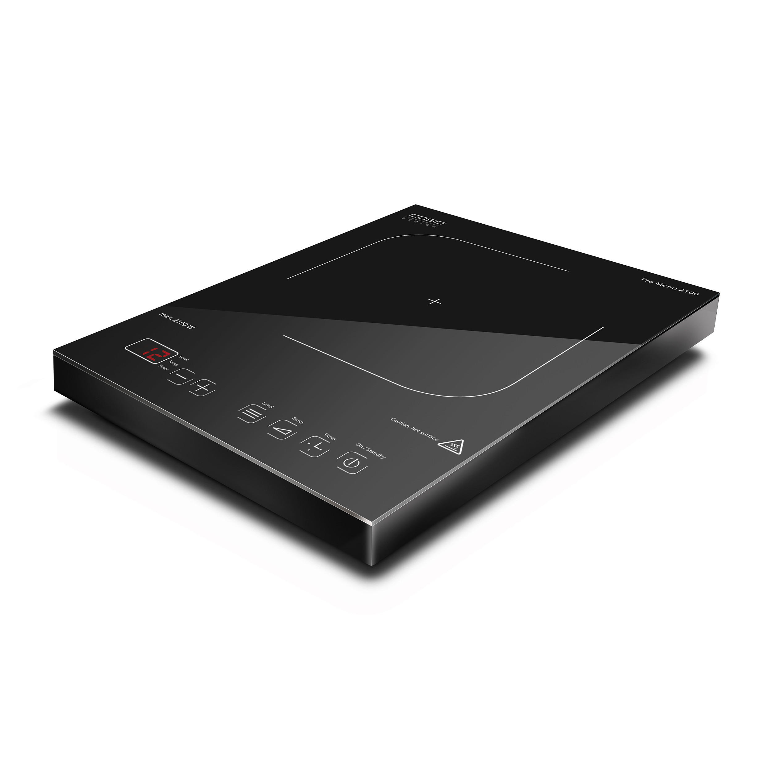 INDUKTIONSKOCHPLATTE  - Schwarz, Basics, Glas/Metall (28/6/36,5cm) - CASO Design