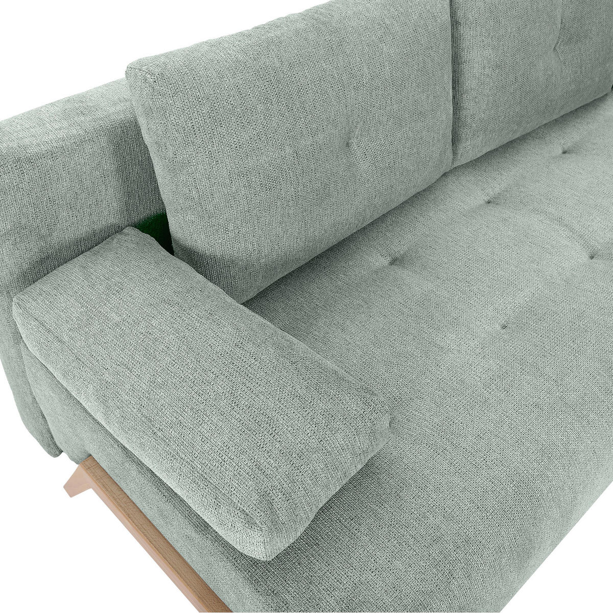 SCHLAFSOFA  mit Liegefunktion, Rücken echt Flachgewebe Hellgrau  - Buchefarben/Hellgrau, KONVENTIONELL, Holz/Textil (204/75/100cm) - Carryhome