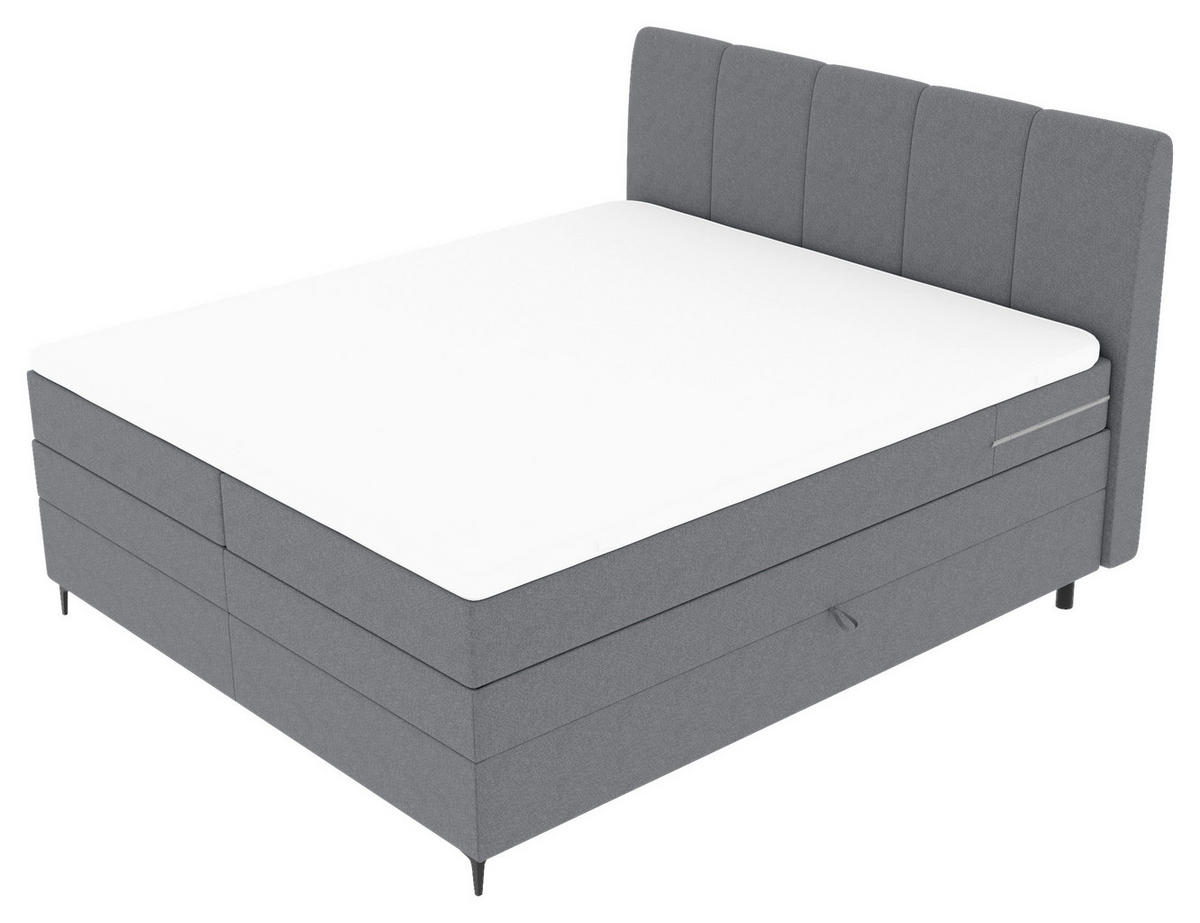 BOXSPRINGBETT 180/200 cm  in Grau  - Schwarz/Grau, KONVENTIONELL, Textil/Metall (180/200cm) - Boxxx