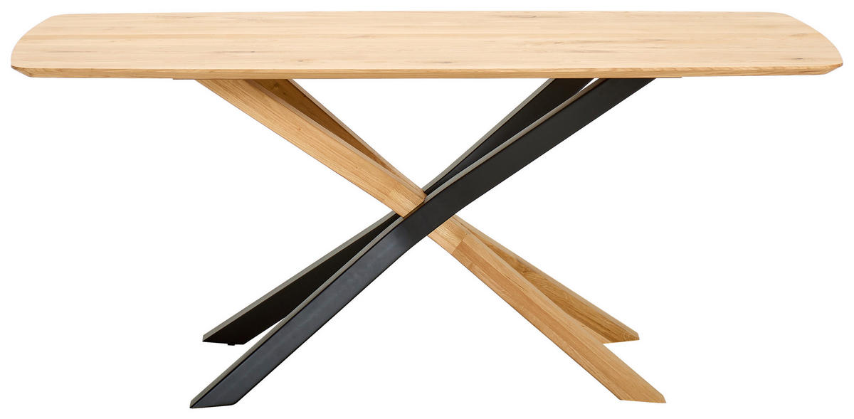 ESSTISCH in Holz 180/90/75 cm   - Eichefarben/Schwarz, Natur, Holz (180/90/75cm) - Linea Natura