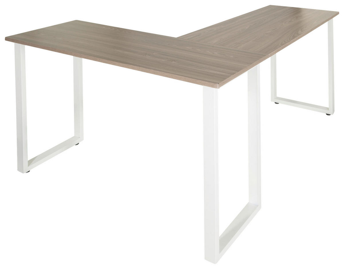 ECKSCHREIBTISCH 165/120/75 cm  in Grau, Weiß  - Weiß/Grau, Basics, Holzwerkstoff/Metall (165/120/75cm) - MID.YOU