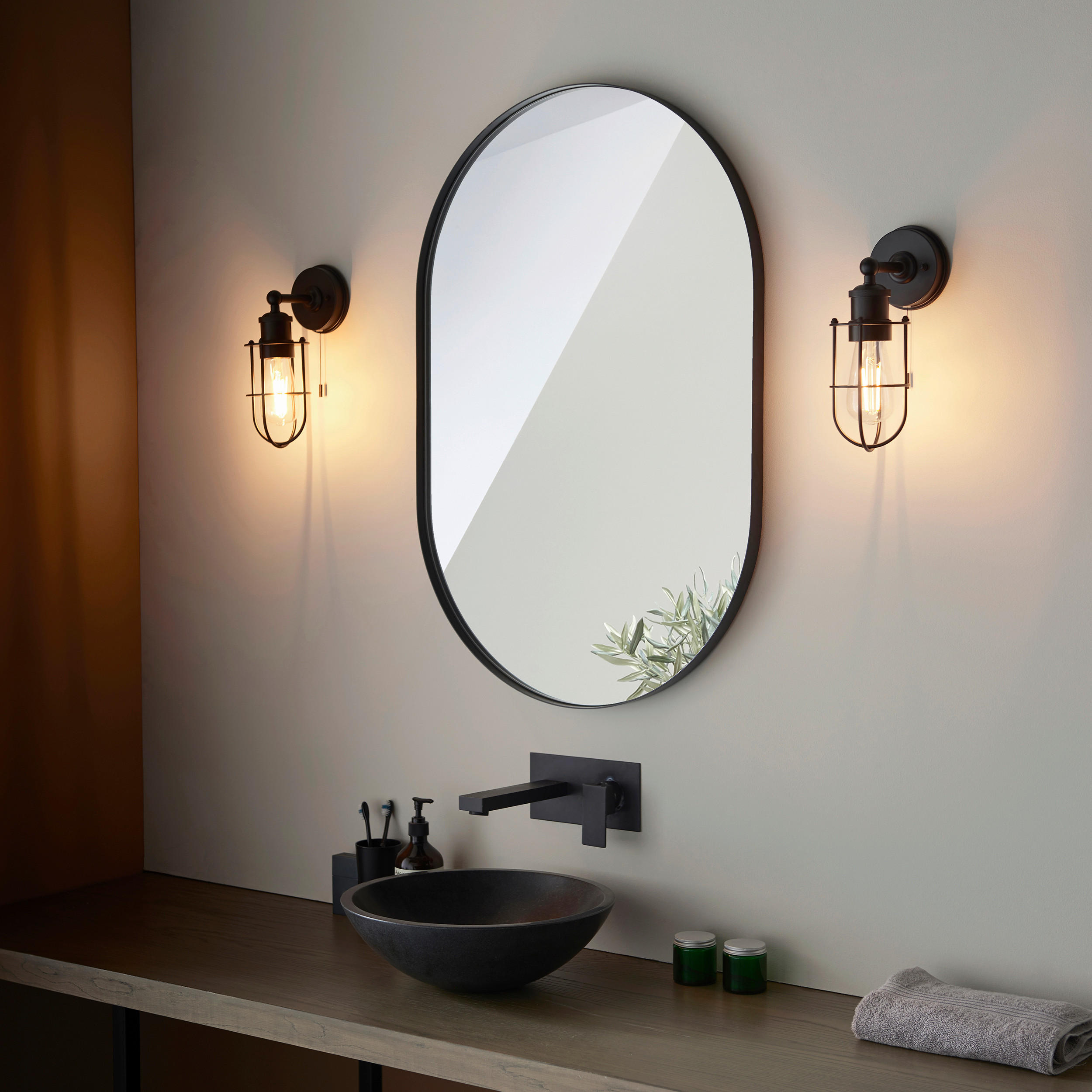 BADEZIMMER-WANDLEUCHTE Crew 11/28.6 cm   - Messingfarben/Schwarz, KONVENTIONELL, Metall (11/28.6cm) - ENDON