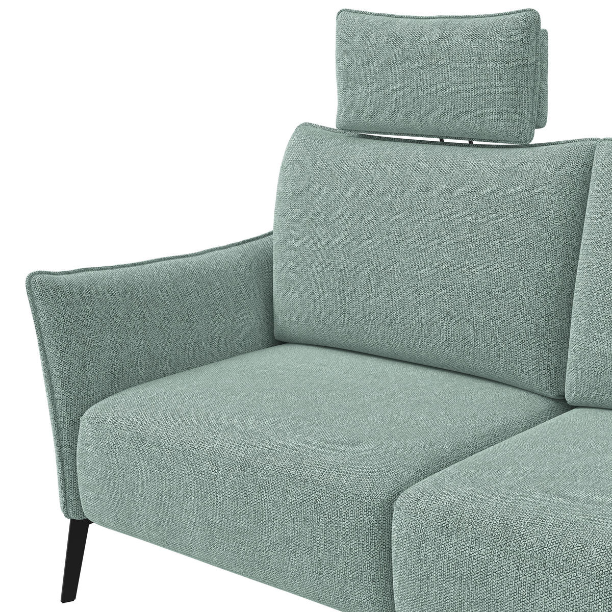 3-SITZER-SOFA Chenille Hellblau  - Schwarz/Hellblau, Konventionell, Textil/Metall (184/90/92cm) - Elegando