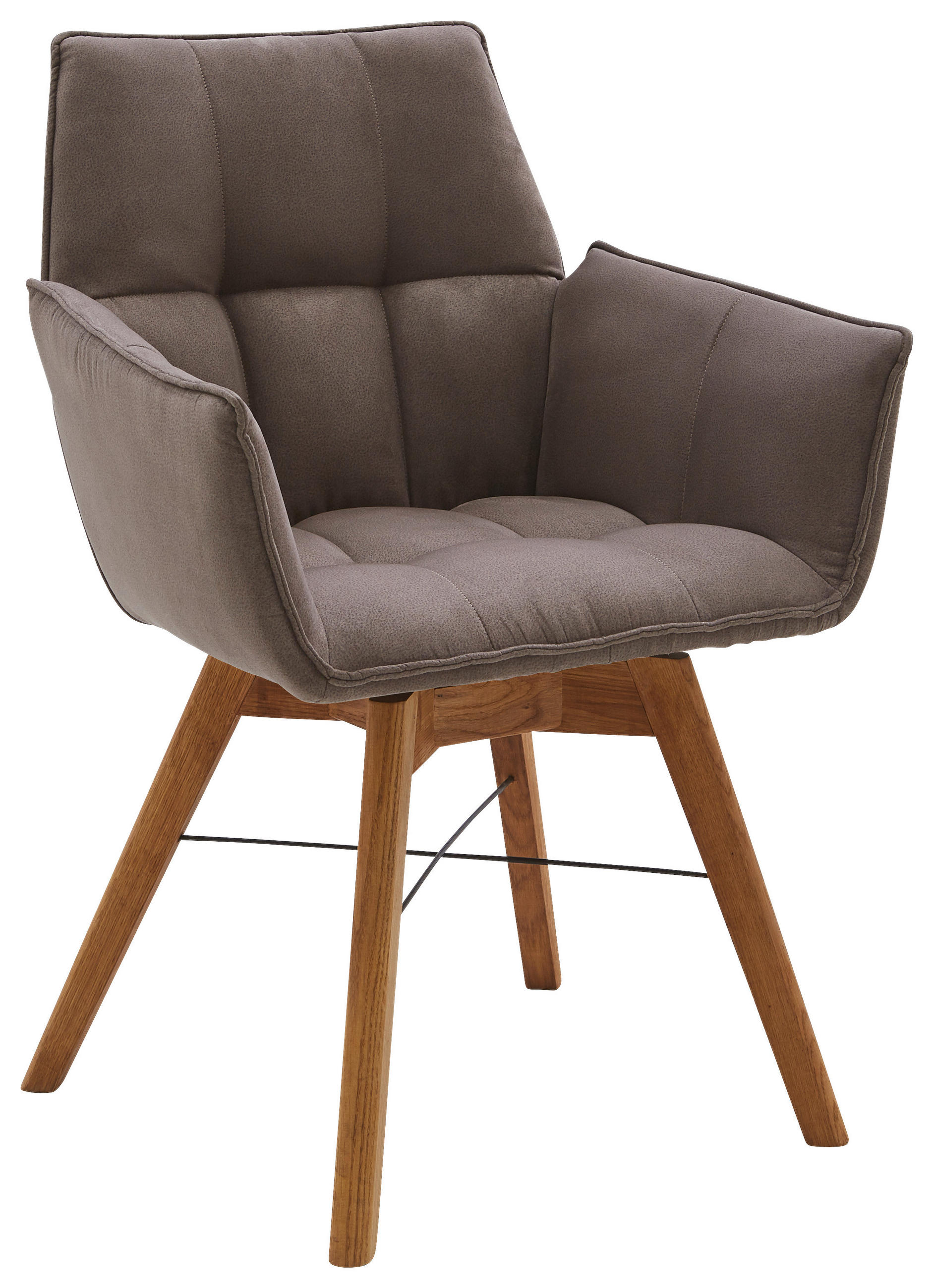 ARMLEHNSTUHL  Stoffauswahl, Typenauswahl, inklusive Armlehnen, abwischbar Flachgewebe  Eichefarben, Cappuccino  - Eichefarben/Cappuccino, Design, Holz/Textil (61/87/63cm) - Waldwelt
