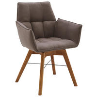 ARMLEHNSTUHL  Stoffauswahl, Typenauswahl, inklusive Armlehnen, abwischbar Flachgewebe  Eichefarben, Cappuccino  - Eichefarben/Cappuccino, Design, Holz/Textil (61/87/63cm) - Waldwelt