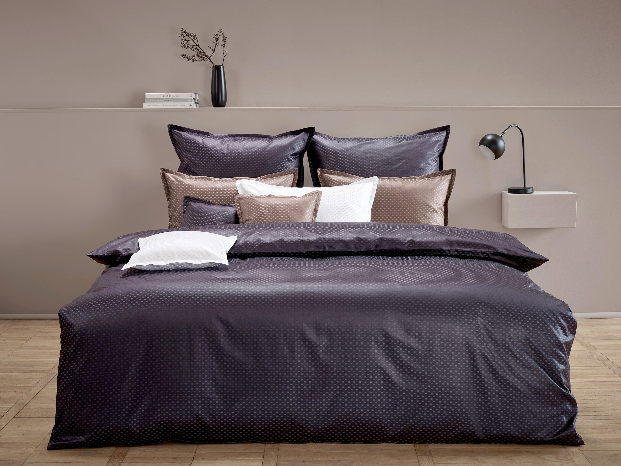 POSTELJNINA Livorno 140/200 cm damast črna  - črna, Konvencionalno, tekstil (140/200cm) - Curt Bauer