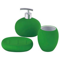 BAD-ACCESSOIRE-SET - Silberfarben/Grün, Basics, Stein (14.5/22.1/11cm) - Benetton
