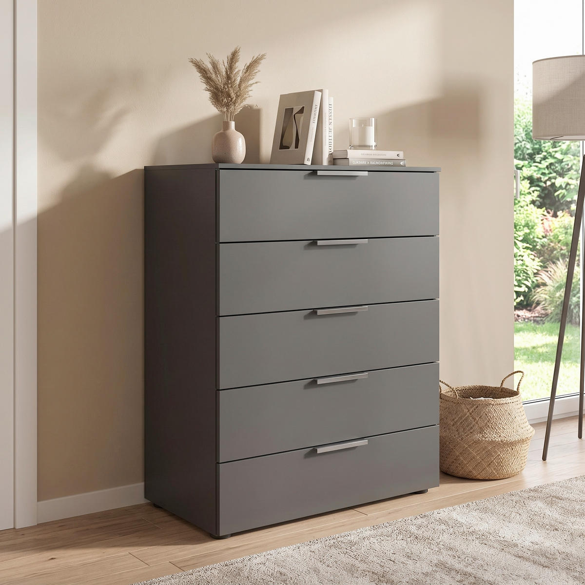 BYRÅ 80/100/42 cm  - kromfärg/grafitfärgad, Modern, metall/trämaterial (80/100/42cm) - Rauch Möbel