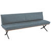 SITZBANK 214/88/66 cm Echtleder Schwarz, Graublau Nussbaum furniert Metall  - Graublau/Schwarz, Design, Leder/Holz (214/88/66cm) - Koinor