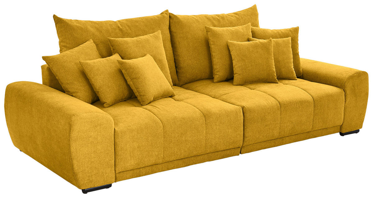 BIGSOFA in Flachgewebe Gelb  - Gelb/Schwarz, Konventionell, Holz/Textil (280/67/120cm) - Carryhome