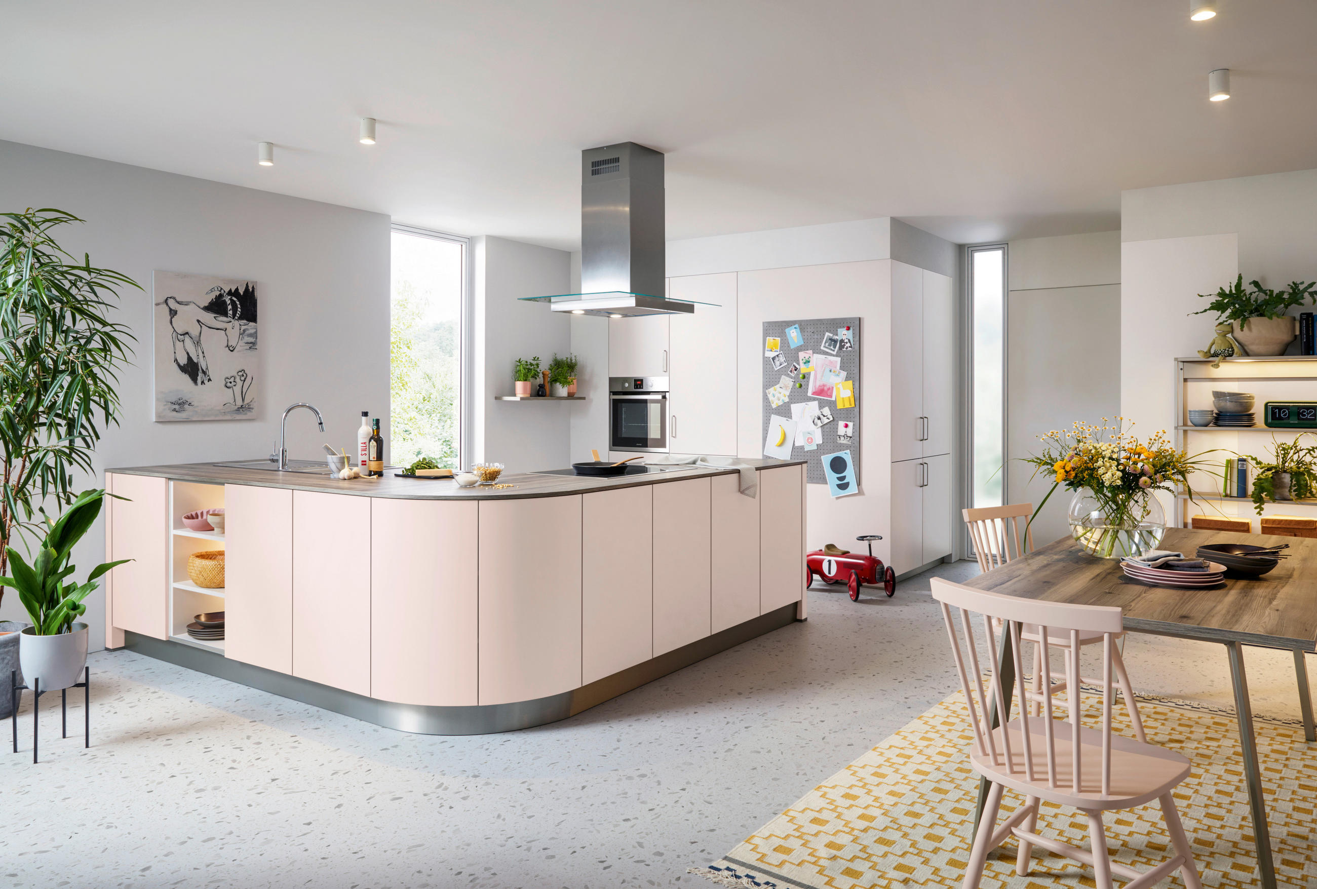 EINBAUKÜCHE   - Rosa, Design, Holzwerkstoff - Novel
