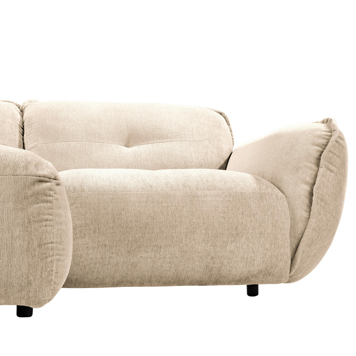 ECKSOFA in Chenille Creme  - Creme/Schwarz, Modern, Kunststoff/Textil (184/269cm) - Trendmanufaktur