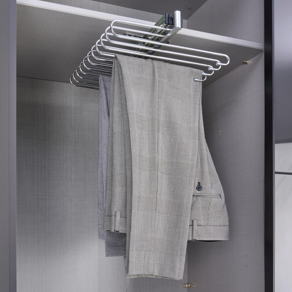 KLEIDERSCHRANK Graphitfarben, Grau  - Schwarz/Graphitfarben, Design, Glas/Holzwerkstoff (250/216/65cm) - Stylife