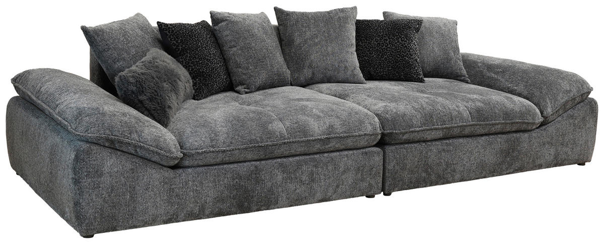 BIGSOFA Chenille Anthrazit  - Anthrazit/Schwarz, Trend, Textil (310/76-90/124cm) - MID.YOU