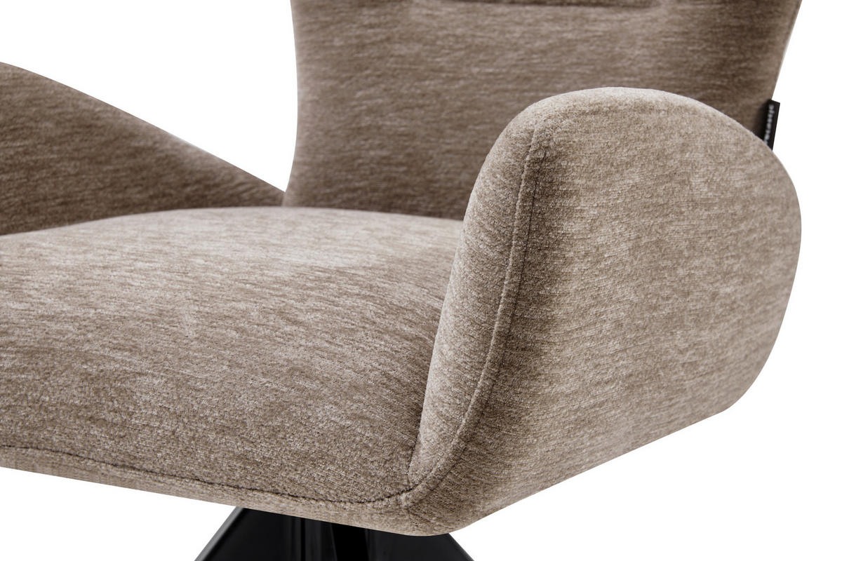 ARMLEHNSTUHL  Sitzfläche 360° drehbar Chenille  Schwarz, Taupe  - Taupe/Schwarz, MODERN, Holz/Textil (58/89/62,5cm) - Livetastic