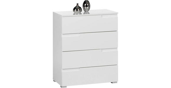 KOMMODE Spice in 65/80/40 cm - Weiß Hochglanz/Silberfarben, Design, Holzwerkstoff/Kunststoff (65/80/40cm) - Carryhome