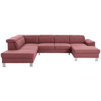 WOHNLANDSCHAFT inkl.Funktionen Hellrot Webstoff  - Hellrot/Silberfarben, Design, Textil/Metall (226/320/168cm) - Xora