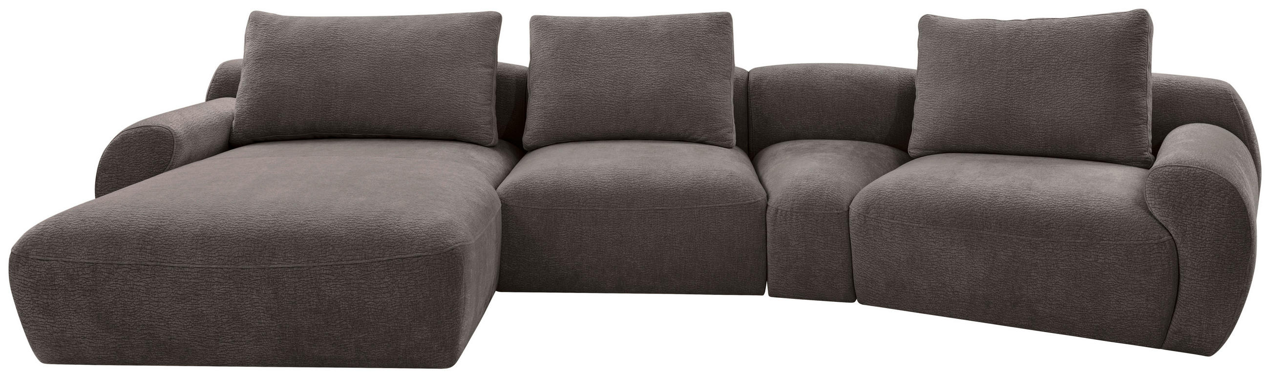 ECKSOFA Dunkelgrau Chenille  - Dunkelgrau/Schwarz, KONVENTIONELL, Kunststoff/Textil (176/362cm) - Carryhome