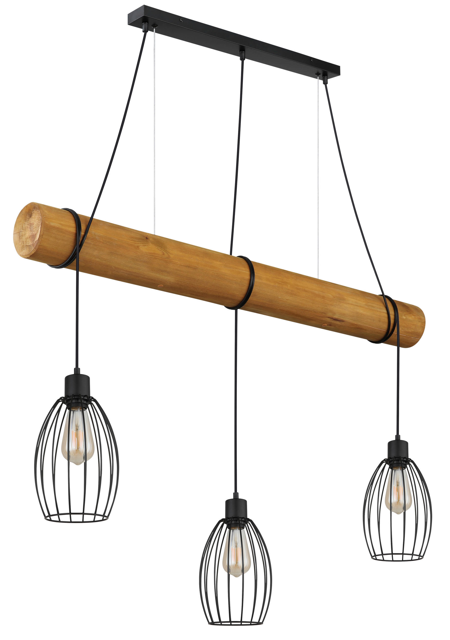 HÄNGELEUCHTE Berti 115/16/150 cm  - Schwarz/Braun, Design, Holz/Kunststoff (115/16/150cm) - Globo