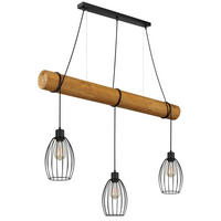 HÄNGELEUCHTE Berti 115/16/150 cm  - Schwarz/Braun, Design, Holz/Kunststoff (115/16/150cm) - Globo