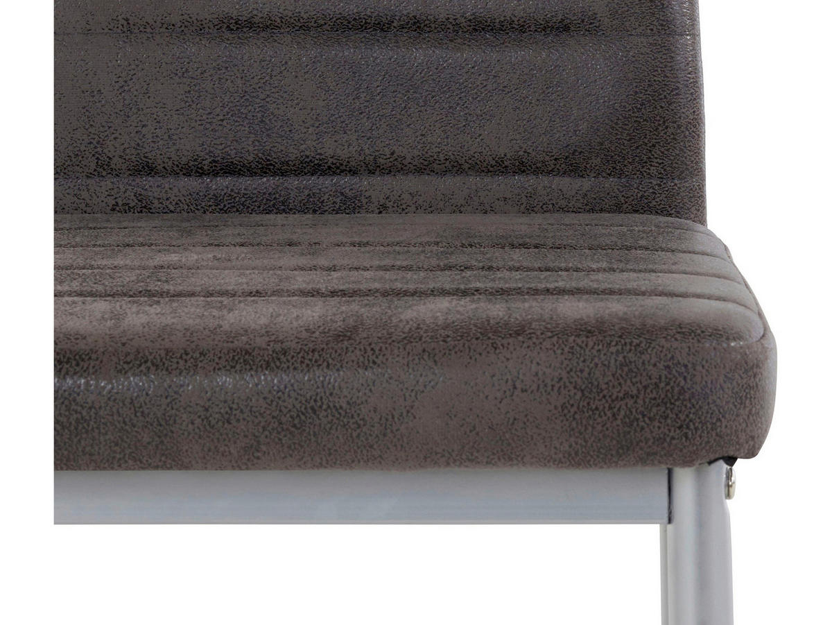 STUHL-SET Mikrofaser Dunkelgrau  - Dunkelgrau/Grau, Design, Textil/Metall (42/98/53cm) - MID.YOU