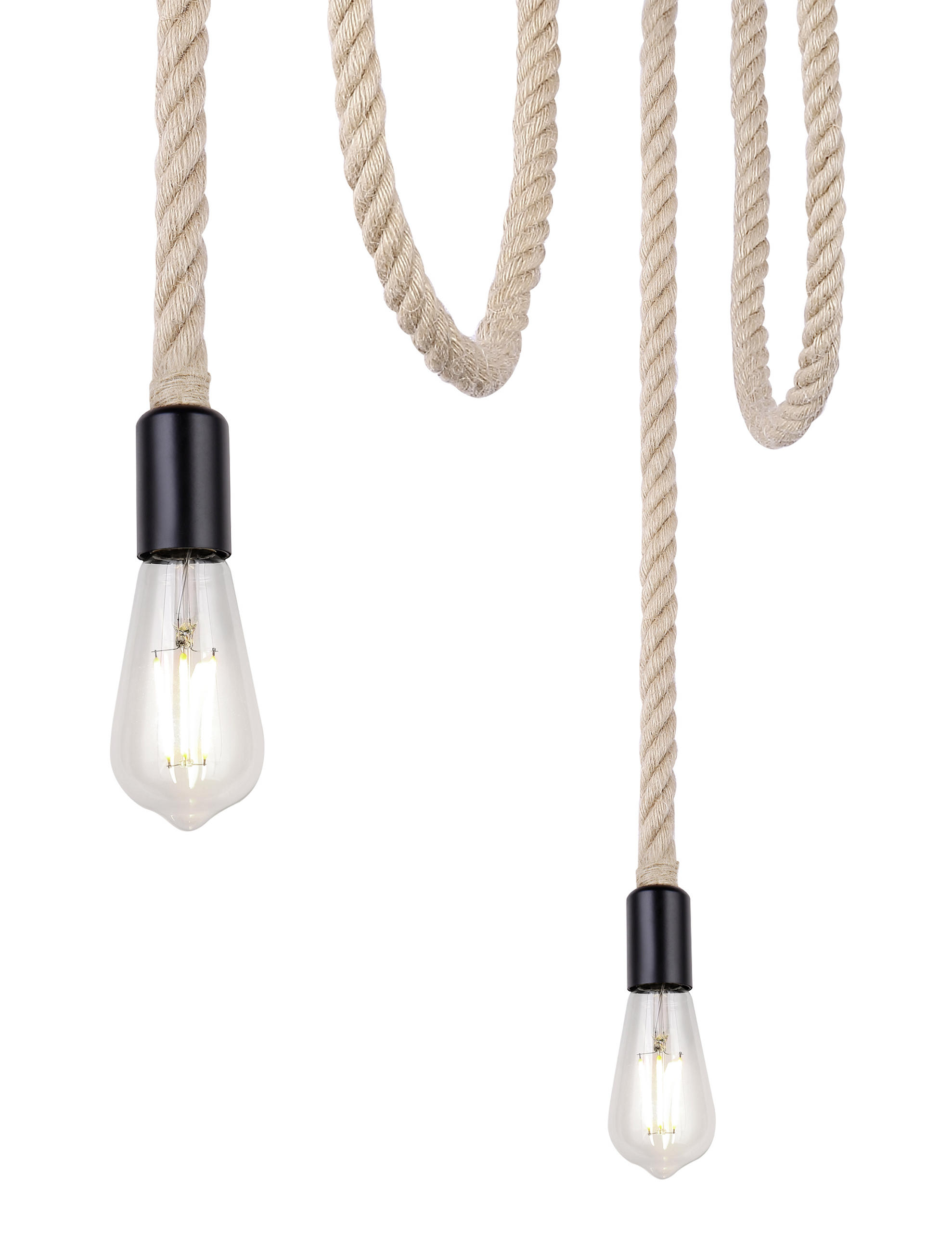 HÄNGELEUCHTE Ulleu 30/150 cm   - Schwarz/Braun, Trend, Naturmaterialien/Metall (30/150cm) - Globo