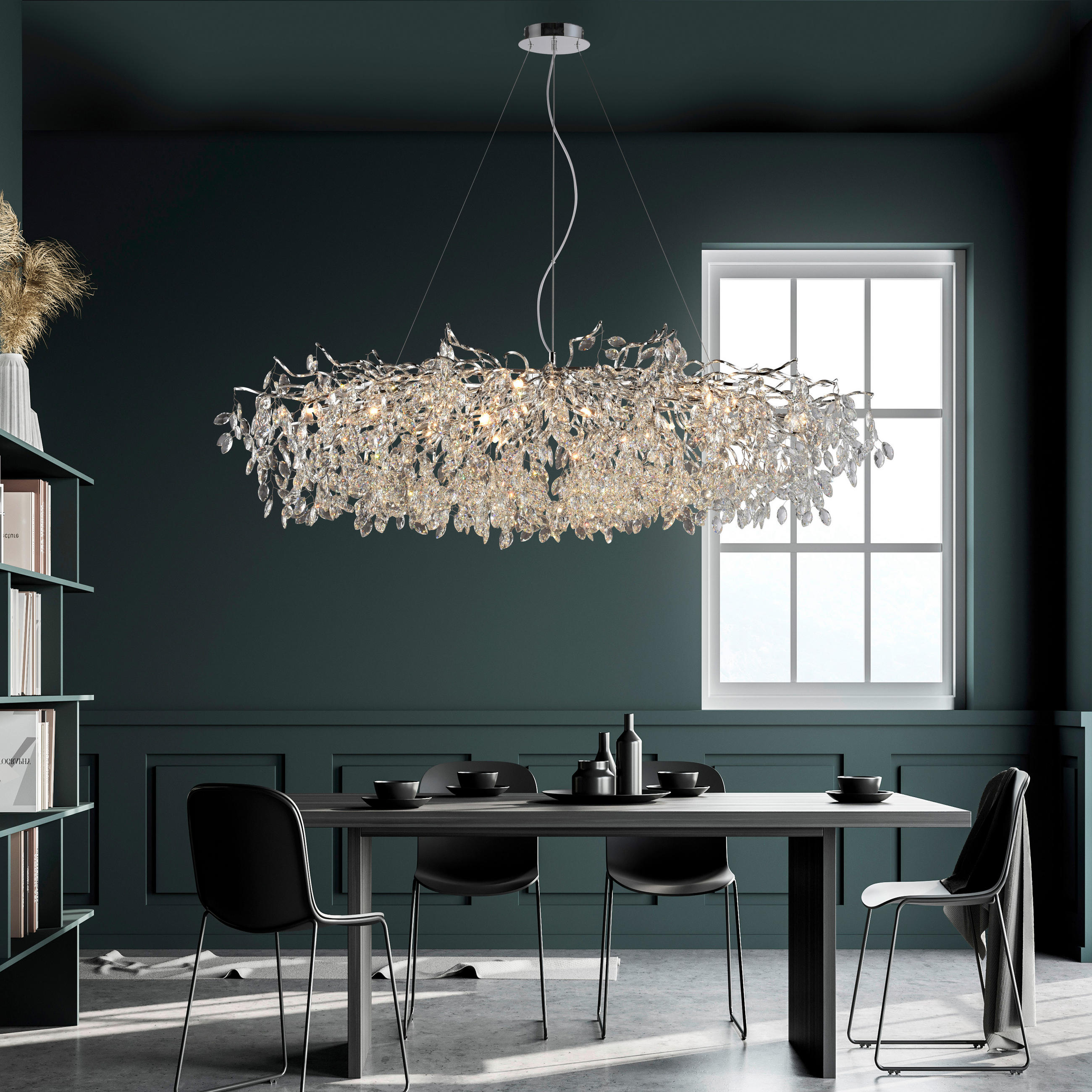 KRONLEUCHTER Ricicle 150/70/250 cm   - Chromfarben, Design, Kunststoff/Metall (150/70/250cm) - Paul Neuhaus