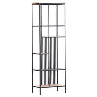 REGAL Schwarz, Akaziefarben  50/155/30 cm  - Schwarz/Akaziefarben, Trend, Holz/Metall (50/155/30cm) - Carryhome