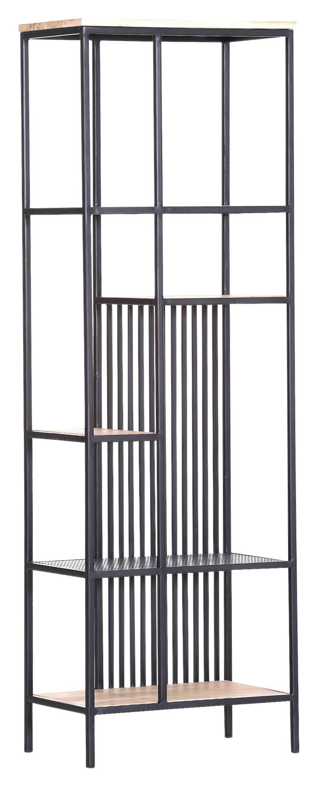 REGAL Schwarz, Akaziefarben  50/155/30 cm  - Schwarz/Akaziefarben, Trend, Holz/Metall (50/155/30cm) - Carryhome
