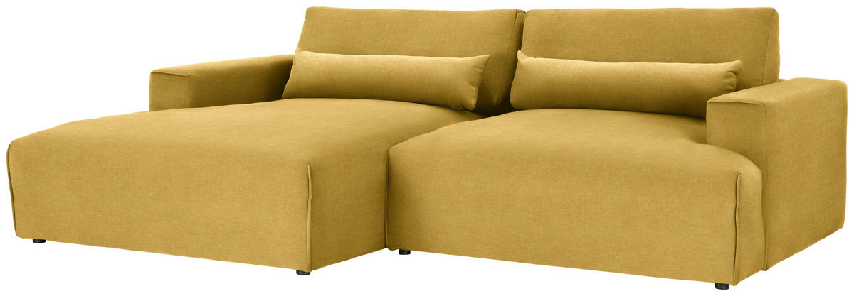 ECKSOFA Struktur Goldfarben  - Goldfarben/Schwarz, Design, Kunststoff/Textil (187/267cm) - Stylife