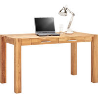 ÍRÓASZTAL 140/70/76 cm  - alumíniumszínű/vad tölgy, Natur, műanyag/fa (140/70/76cm) - Linea Natura