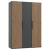 DREHTÜRENSCHRANK in Graphitfarben, Eichefarben  - Eichefarben/Schwarz, Modern, Holzwerkstoff/Metall (150/216/58cm) - MID.YOU